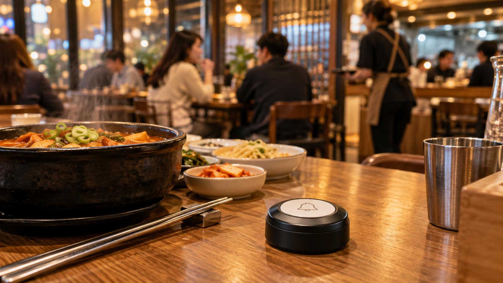 A Korean restaurant table call button