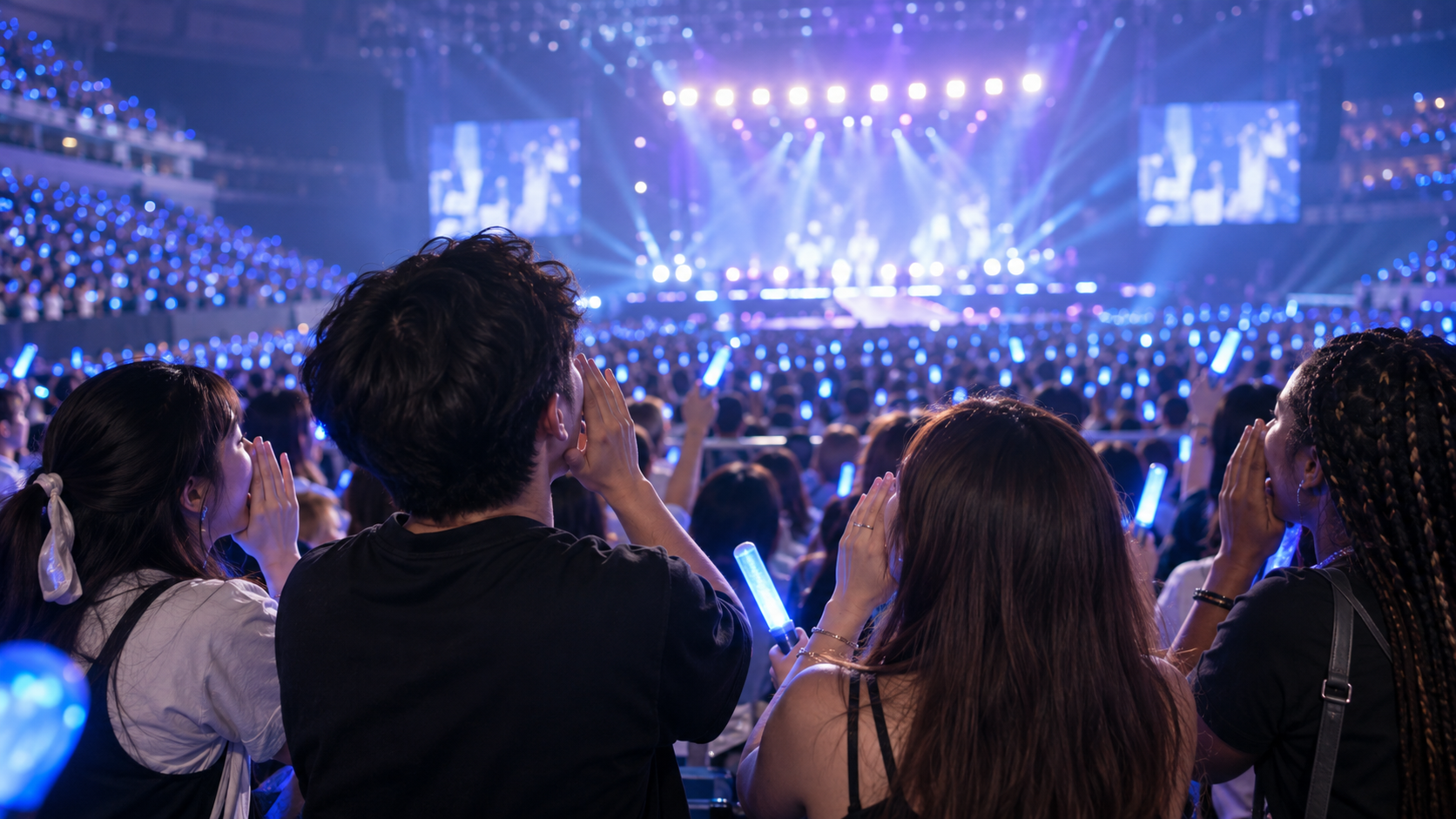 Fans chanting at a K-pop concert